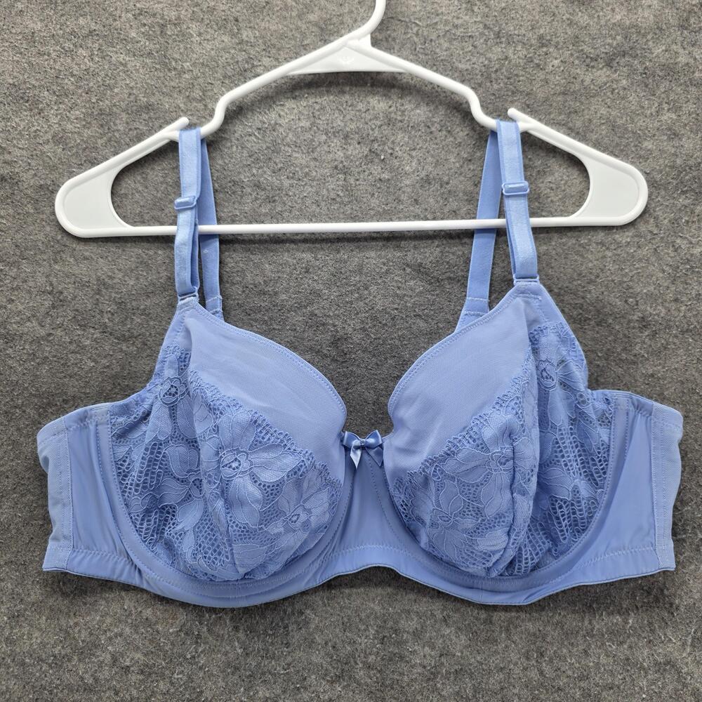 Torrid Bra Womens 42C Blue Balconette Lace Unlined Underwire Full Coverage Plus